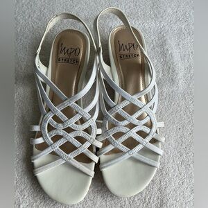 Impo Stretch White Strappy Sandals Sz 8